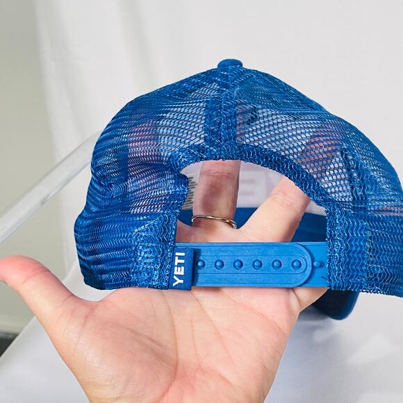 YETI American Logo Trucker Hat Men Adult Red White Blue Adjustable Snapback Cap - Picture 5 of 6